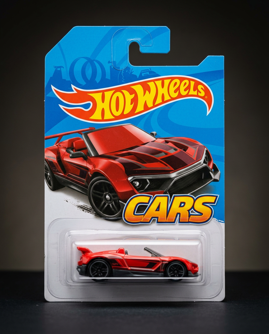 Kırmızı Racer kartında orijinal diecast model araba